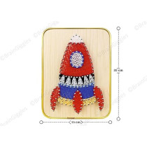 Brain Giggles All Inclusive 3D Diy String Art Kit For Adults And Kids, Arts And Crafts For Kids Ages 8-12, Complete Diy Kit For Girls on Birthday, Eid, Christmas(Rocket String Art), 15 x 20cm