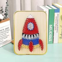 Brain Giggles All Inclusive 3D Diy String Art Kit For Adults And Kids, Arts And Crafts For Kids Ages 8-12, Complete Diy Kit For Girls on Birthday, Eid, Christmas(Rocket String Art), 15 x 20cm