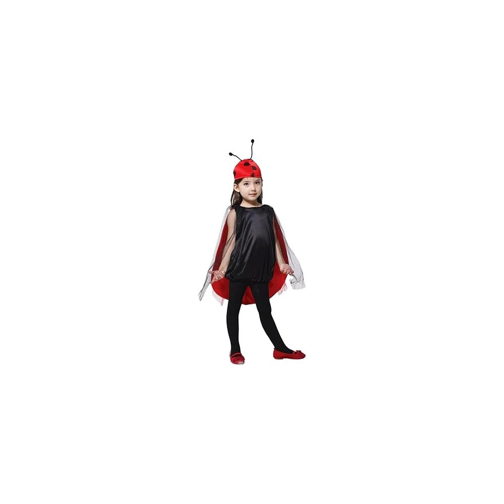 Brain Giggles Ladybug Cape and Cap Kid's Costume For Halloween, Cosplay, Fancy Dress, And World Book Day, Red, Small