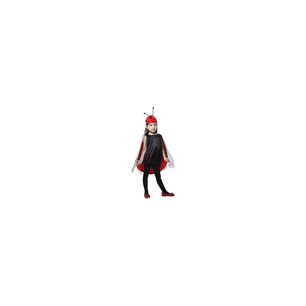 Brain Giggles Ladybug Cape and Cap Kid's Costume For Halloween, Cosplay, Fancy Dress, And World Book Day, Red, Large