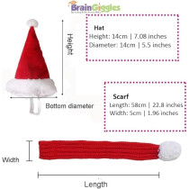 Brain Giggles Dog Santa Hat With Scarf Kids Christmas Cap Doggy Christmas Costume Pet Warm Headgear And Neck Accessories For Small Dogs Cats Pets (PET HAT And SCARF)
