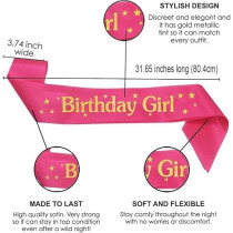 Brain Giggles Stylish Birthday Sash For Girls And Adults Fashionable Satin Birthday Girl Sash With Gold/Pink Lettering One-Size-Fits-All