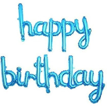 Brain Giggles Happy Birthday Foil Balloon Banner Happy Birthday Banner Decorations, Blue