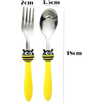 Brain Giggles Kids Cutlery Set, Lightweight Stainless Steel Spoon And Fork Flatware For Children With Rounded Edges, BPA-Free Fun Animal Handles With Non-Slip Grip, Toddler Children Tableware, Yellow