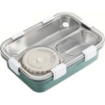 Brain Giggles Stainless Steel Bento Lunch Box with Soup Bowl 3-Compartments Insulated Tiffin Box For Adults Kids Leak Proof Lunch Box Multifunctional Airtight Food Storage Containers, Green