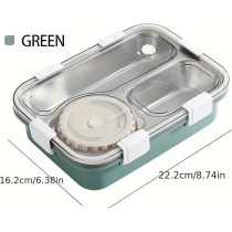 Brain Giggles Stainless Steel Bento Lunch Box with Soup Bowl 3-Compartments Insulated Tiffin Box For Adults Kids Leak Proof Lunch Box Multifunctional Airtight Food Storage Containers, Green