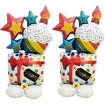 Brain Giggles Happy Birthday Multicolour Gift Shape Foil Balloon, Large Size Decoration 110 cm (43 inch) Perfect Party Decor/Celebrations/Events (Pack of 2)