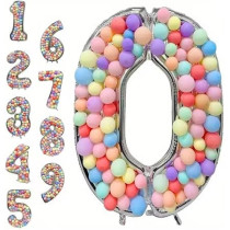 Brain Giggles 65-Inch Silver Number Foil Balloons Helium Mylar Balloons For Birthday, Anniversary And Party Decorations (Number 0)