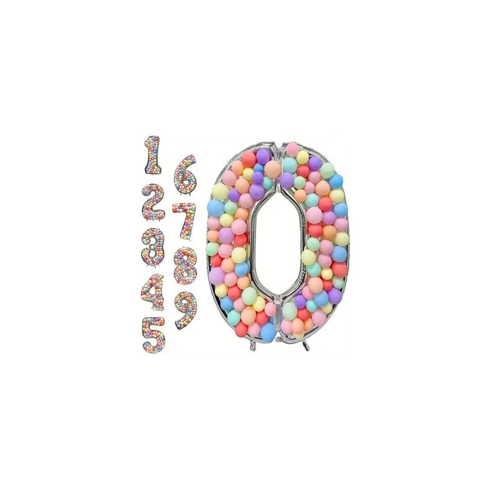 Brain Giggles 65-Inch Silver Number Foil Balloons Helium Mylar Balloons For Birthday, Anniversary And Party Decorations (Number 0)