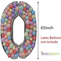Brain Giggles 65-Inch Silver Number Foil Balloons Helium Mylar Balloons For Birthday, Anniversary And Party Decorations (Number 0)