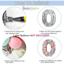 Brain Giggles 65-Inch Silver Number Foil Balloons Helium Mylar Balloons For Birthday, Anniversary And Party Decorations (Number 0)