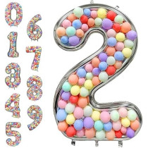 Brain Giggles 65-Inch Silver Number Foil Balloons Helium Mylar Balloons For Birthday, Anniversary And Party Decorations (Number 2)
