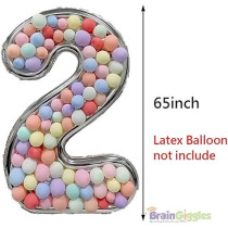 Brain Giggles 65-Inch Silver Number Foil Balloons Helium Mylar Balloons For Birthday, Anniversary And Party Decorations (Number 2)