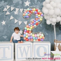 Brain Giggles 65-Inch Silver Number Foil Balloons Helium Mylar Balloons For Birthday, Anniversary And Party Decorations (Number 2)