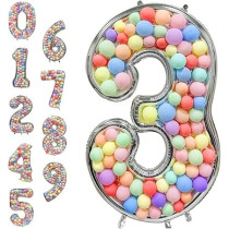 Brain Giggles 65-Inch Silver Number Foil Balloons Helium Mylar Balloons For Birthday, Anniversary And Party Decorations (Number 3)