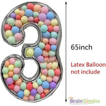 Brain Giggles 65-Inch Silver Number Foil Balloons Helium Mylar Balloons For Birthday, Anniversary And Party Decorations (Number 3)