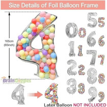 Brain Giggles 65-Inch Silver Number Foil Balloons Helium Mylar Balloons For Birthday, Anniversary And Party Decorations (Number 4)