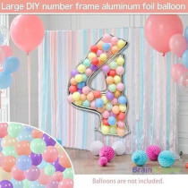 Brain Giggles 65-Inch Silver Number Foil Balloons Helium Mylar Balloons For Birthday, Anniversary And Party Decorations (Number 4)