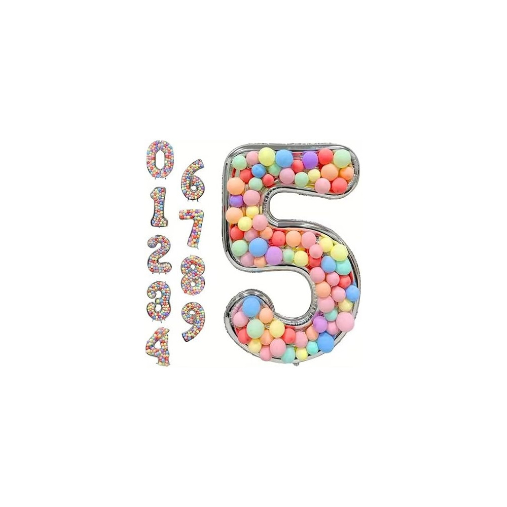Brain Giggles 65-Inch Silver Number Foil Balloons Helium Mylar Balloons For Birthday, Anniversary And Party Decorations (Number 5)