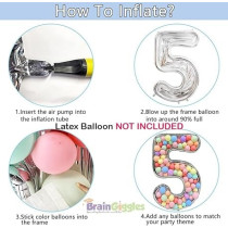 Brain Giggles 65-Inch Silver Number Foil Balloons Helium Mylar Balloons For Birthday, Anniversary And Party Decorations (Number 5)