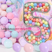 Brain Giggles 65-Inch Silver Number Foil Balloons Helium Mylar Balloons For Birthday, Anniversary And Party Decorations (Number 5)