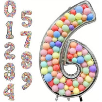 Brain Giggles 65-Inch Silver Number Foil Balloons Helium Mylar Balloons For Birthday, Anniversary And Party Decorations (Number 6)