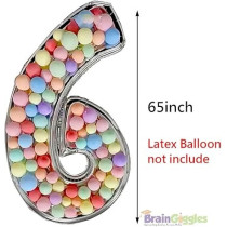 Brain Giggles 65-Inch Silver Number Foil Balloons Helium Mylar Balloons For Birthday, Anniversary And Party Decorations (Number 6)