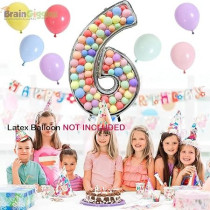Brain Giggles 65-Inch Silver Number Foil Balloons Helium Mylar Balloons For Birthday, Anniversary And Party Decorations (Number 6)