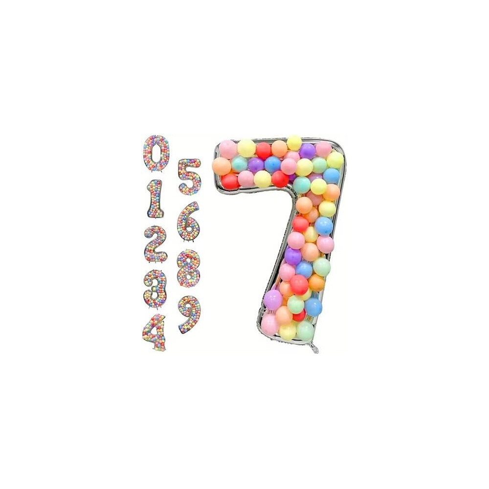 Brain Giggles 65-Inch Silver Number Foil Balloons Helium Mylar Balloons For Birthday, Anniversary And Party Decorations (Number 7)