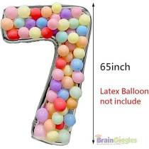 Brain Giggles 65-Inch Silver Number Foil Balloons Helium Mylar Balloons For Birthday, Anniversary And Party Decorations (Number 7)