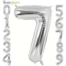 Brain Giggles 65-Inch Silver Number Foil Balloons Helium Mylar Balloons For Birthday, Anniversary And Party Decorations (Number 7)
