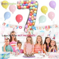 Brain Giggles 65-Inch Silver Number Foil Balloons Helium Mylar Balloons For Birthday, Anniversary And Party Decorations (Number 7)