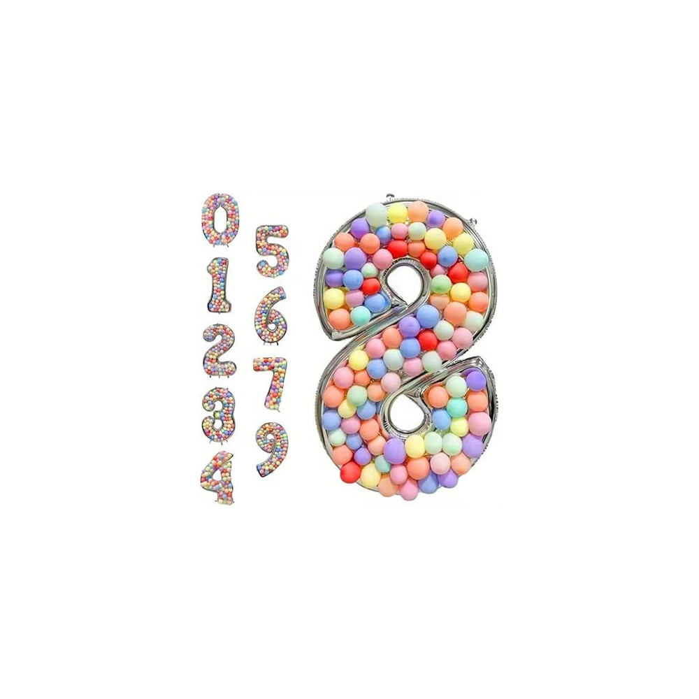 Brain Giggles 65-Inch Silver Number Foil Balloons Helium Mylar Balloons For Birthday, Anniversary And Party Decorations (Number 8)