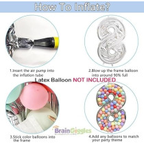 Brain Giggles 65-Inch Silver Number Foil Balloons Helium Mylar Balloons For Birthday, Anniversary And Party Decorations (Number 8)