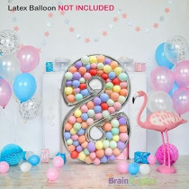 Brain Giggles 65-Inch Silver Number Foil Balloons Helium Mylar Balloons For Birthday, Anniversary And Party Decorations (Number 8)