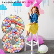 Brain Giggles 65-Inch Silver Number Foil Balloons Helium Mylar Balloons For Birthday, Anniversary And Party Decorations (Number 8)