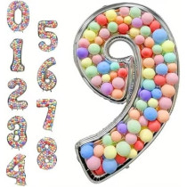 Brain Giggles 65-Inch Silver Number Foil Balloons Helium Mylar Balloons For Birthday, Anniversary And Party Decorations (Number 9)