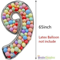 Brain Giggles 65-Inch Silver Number Foil Balloons Helium Mylar Balloons For Birthday, Anniversary And Party Decorations (Number 9)