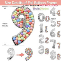 Brain Giggles 65-Inch Silver Number Foil Balloons Helium Mylar Balloons For Birthday, Anniversary And Party Decorations (Number 9)