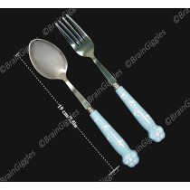 Brain Giggles Kids Cutlery Set with Case Round Edge Stainless Steel Kids Cutlery BPA Free Handles Spoon And Fork Cutlery Set For Lunch Box Paw Engraved Children Tableware With Portable Case (Blue)