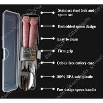 Brain Giggles Kids Cutlery Set with Case Round Edge Stainless Steel Kids Cutlery BPA Free Handles Spoon And Fork Cutlery Set For Lunch Bo xPaw Engraved Children Tableware With Portable Case (Pink)