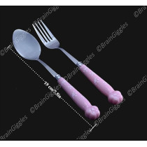 Brain Giggles Kids Cutlery Set with Case Round Edge Stainless Steel Kids Cutlery BPA Free Handles Spoon And Fork Cutlery Set For Lunch Bo xPaw Engraved Children Tableware With Portable Case (Pink)