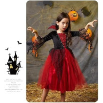 Brain Giggles Kids Vampire Costume Girls Dress for Halloween Cosplay And Fancy Dress, Red