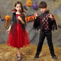 Brain Giggles Kids Vampire Costume Girls Dress for Halloween Cosplay And Fancy Dress, Red