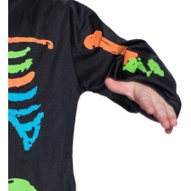 Brain Giggles Skeleton Costume For Kids, Spooky Neon Halloween Cosplay Jumpsuit For Boys And Girls, Scary Glow-in-The-Dark Outfit For Trick or Treat, Black, Medium