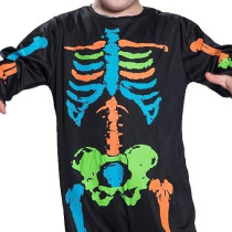 Brain Giggles Skeleton Costume For Kids, Spooky Neon Halloween Cosplay Jumpsuit For Boys And Girls, Scary Glow-in-The-Dark Outfit For Trick or Treat, Black, Medium