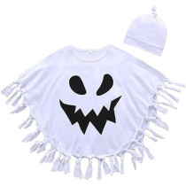 Brain Giggles Ghost Costume For Kids, White Ghost Cloak For Halloween Cosplay Boys And Girls, Medium