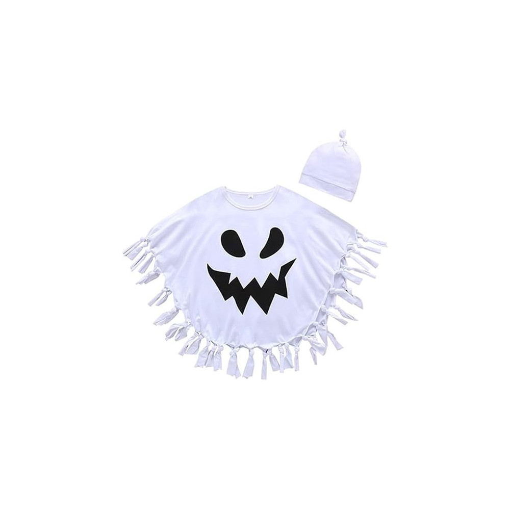 Brain Giggles Ghost Costume For Kids, White Ghost Cloak For Halloween Cosplay Boys And Girls, Medium