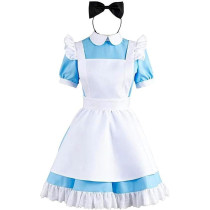 Brain Giggles Alice in Wonderland Dress For Girls, Classic Blue Dress With Apron And Headband Perfect for Halloween, Cosplay And World Book Day Costume, Medium