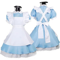 Brain Giggles Alice in Wonderland Dress For Girls, Classic Blue Dress With Apron And Headband Perfect for Halloween, Cosplay And World Book Day Costume, Medium